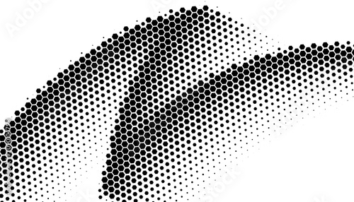 Black and white abstract geometric pattern with halftone effect for sporty background and jersey design element. Smooth transition of hexagon shape. Vector Format Illustration. EPS10 