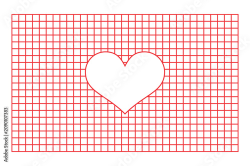 Heart Shaped Distortion in Geometric Square Grid Mesh Abstract Vector Background
