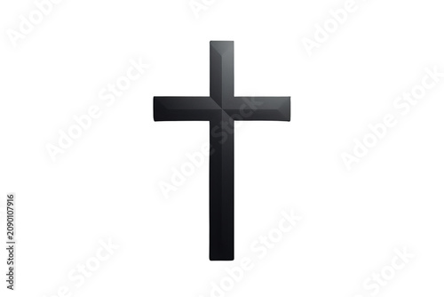 Black christian cross symbol representing religion, faith, and spirituality with transparent background