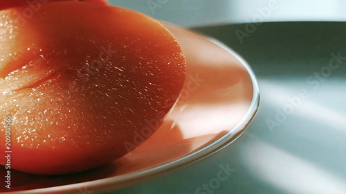 Fresh Orange Slices on Transparent Plate