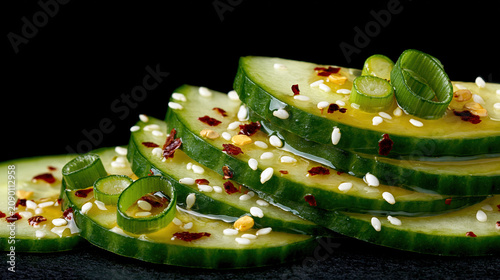 Stacked Cucumber Slices with Seasoning