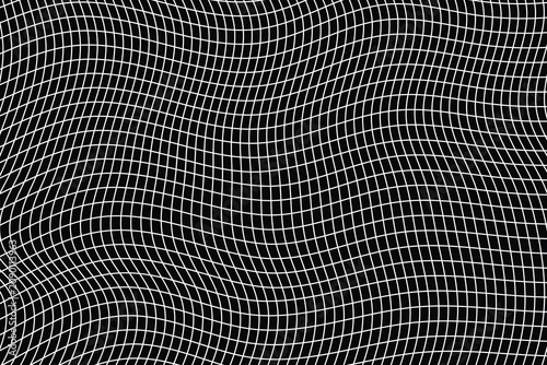 Abstract Monochrome Wavy Grid Pattern Background