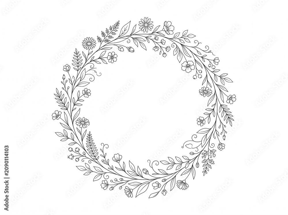 Obraz premium Minimalist Floral Line Art Illustration