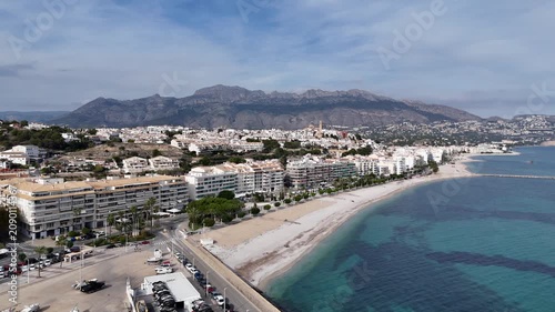 Aerial View of Altea Beach and Sierra de Bernia Alicante Spain