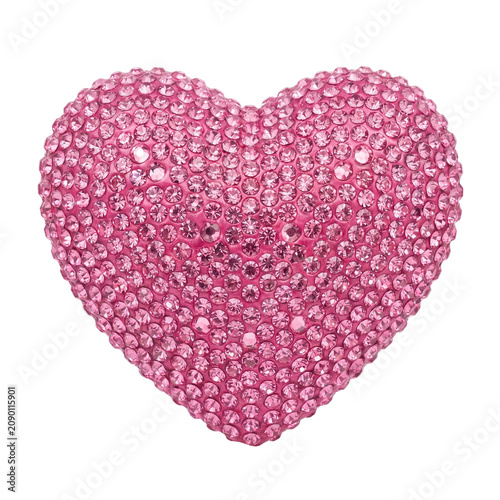 Bedazzled Pink Rhinestone Heart PNG Isolated on Transparent Background for Valentine's Day, Love, Jewelry, Glamorous Designs and Luxury Decor