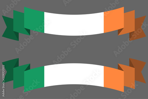 Ireland ribbon banner flag set with green white orange tricolor stripe texture is for national country celebration website backdrop design and commercial st patrick day decoration