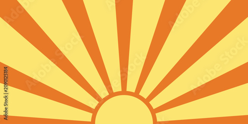 Abstract vintage sunburst background with orange and yellow radial rays. Retro sunrise design ideal for posters, banners, summer themes, branding, and graphic projects.