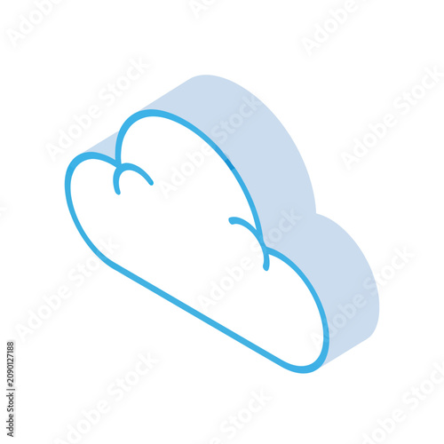 Bild auf Leinwand Cloud Icon Simple Blue Outline Shape.