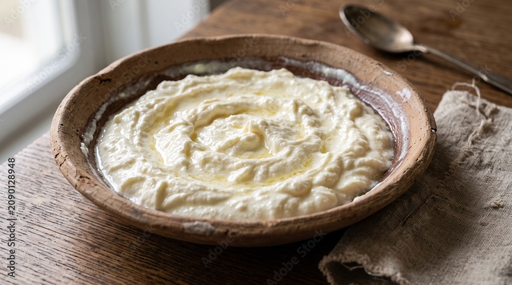 Fototapeta premium Traditional Indian Malai Clotted Cream in Clay Pot