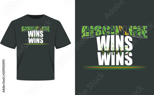 Motivational Typography T-Shirt Design – Discipline Wins Always