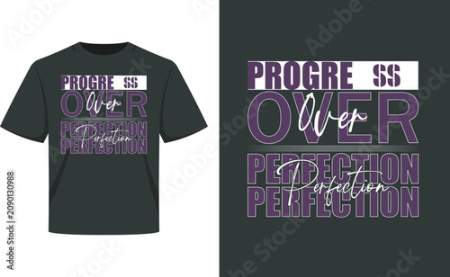 Motivational Typography T-Shirt Design – Progress Over Perfection