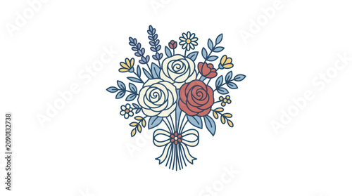 Fotografie Colorful bouquet of flowers with bow.