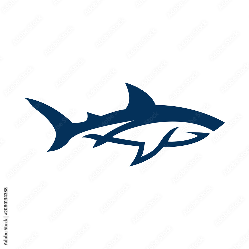 Fototapeta premium Sleek Modern Shark Silhouette Logo Vector Illustration