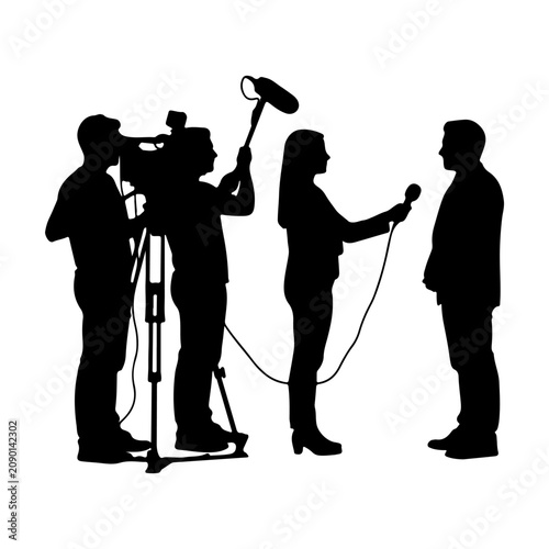 Konstfotografi Television Interview Scene with Cameraman and Reporter.