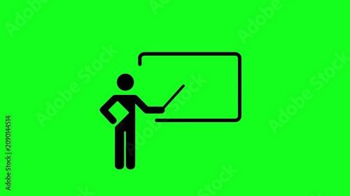 Person Pointing to Presentation Board Animation on Green Screen