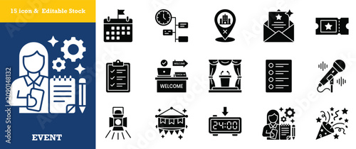 Cuadro en lienzo Event solid icons set