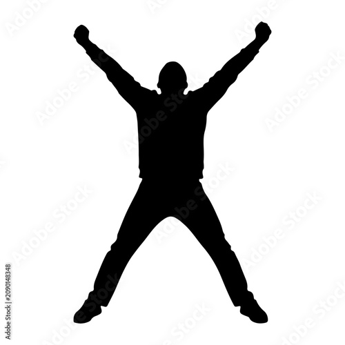 Quadro su tela Silhouette of Person with Arms Raised in Victory Pose.