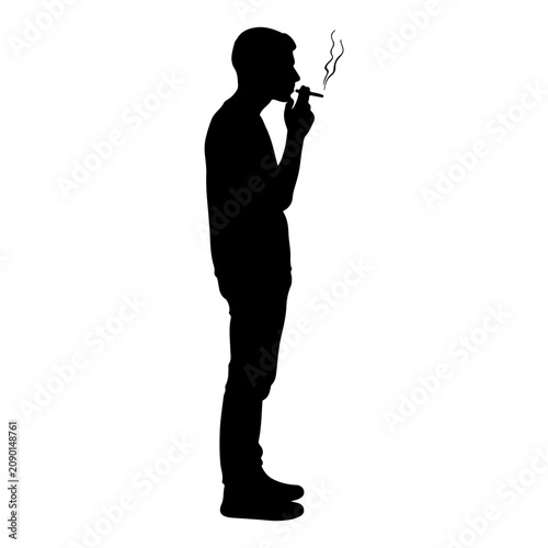 Принти на полотні Silhouette of a Man Smoking a Cigarette.