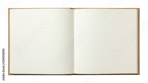 Open blank notebook with empty pages ready for writing.