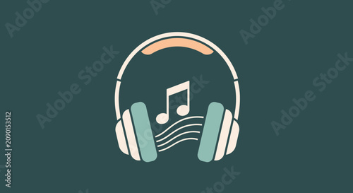 Принти на полотні Vibrant headphones with musical note for music lovers and audio enthusiasts