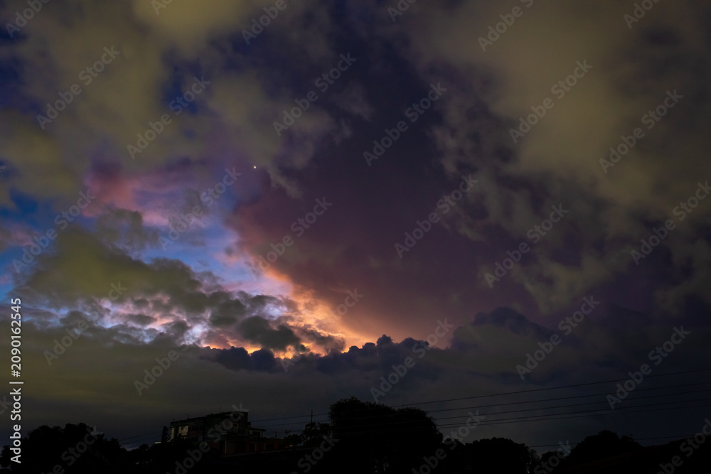 Obraz premium Night sky with clouds and the Milky Way. The beauty of nature.