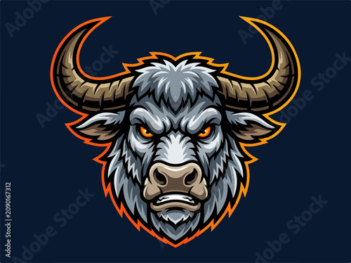 Gray bull head with orange eyes