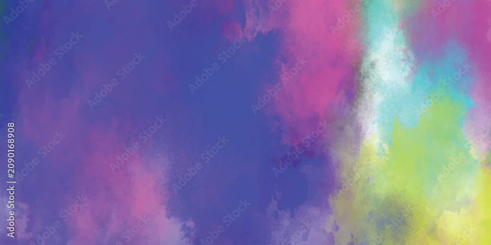 Obraz premium Abstract watercolor splash background, with vibrant purple, pink, cyan, and, lime green hues, textured brush strokes