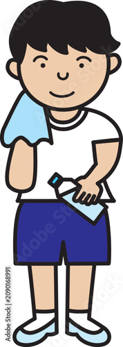 Illust-202606-Stockphoto-汗を拭く男の子