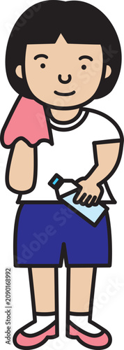 Illust-202606-Stockphoto-汗を拭く女の子