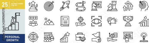Obraz na plátně Personal growth set of web icons in line style