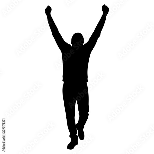 Foto Silhouette of a Person with Arms Raised in Victory.