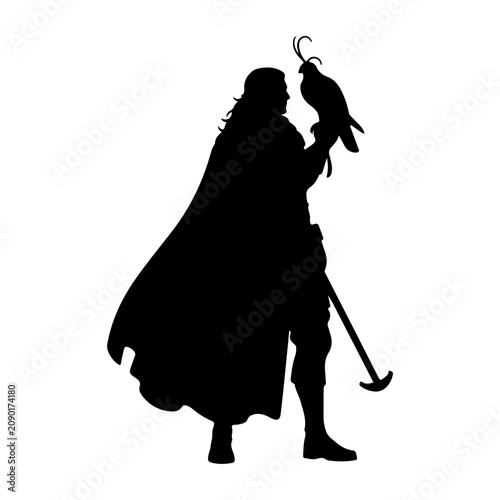 Принти на полотні Silhouette of a Mythical Hero with Sword and Shield.