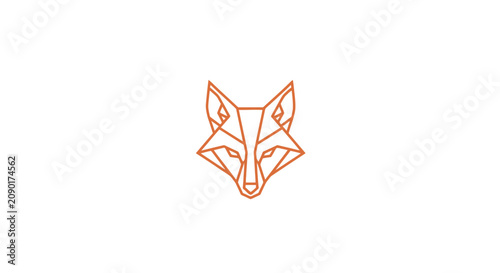Canvastavla Minimalist geometric orange fox head line art logo.