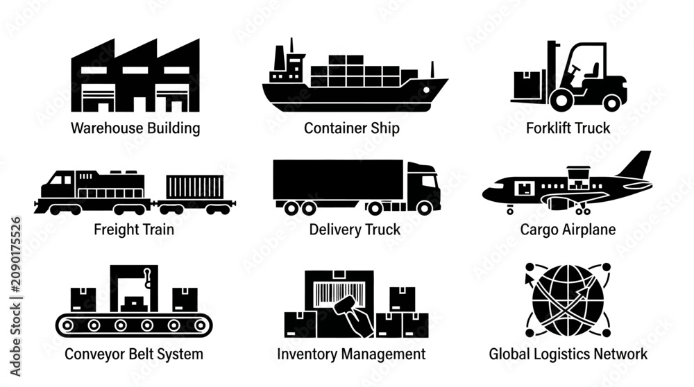 Fototapeta premium Logistics and transportation icons set.