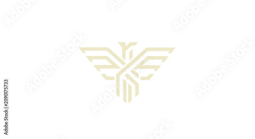 Foto Golden geometric phoenix eagle wingspan icon.