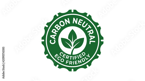 Картината върху платно Carbon neutral certification seal with a prominent leaf motif highlights environmental responsibility and sustainable manufacturing practices for companies striving to reduce their global footprint