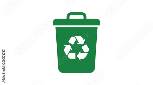 Bild auf Leinwand Recycling bin icon featuring a classic waste receptacle design with a prominent universal symbol for sustainable waste management and environmental consciousness