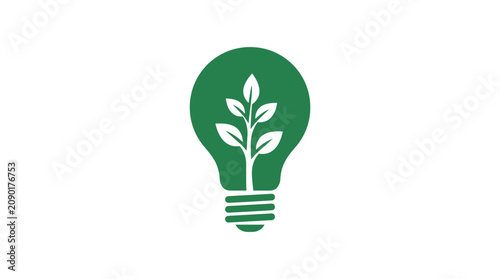 Konstfotografi Lightbulb icon featuring a growing plant inside signifies innovative ideas for sustainable development and eco-friendly technology solutions in a modern corporate branding context
