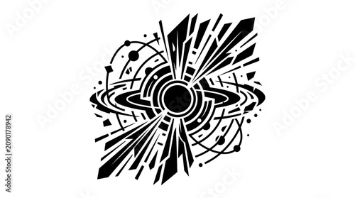 Abstract Black Hole Energy Explosion Cosmic Galaxy Vector Art