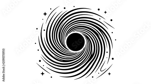 Abstract Black Hole Swirl with Stars - Cosmic Vortex Illustration