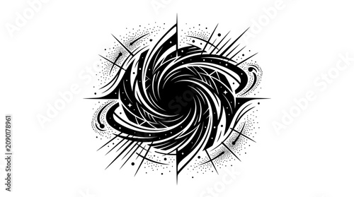 Abstract Black Hole Swirl with Stars and Cosmic Energy