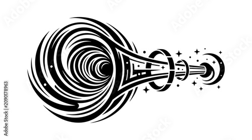 Abstract Black Hole Swirling Vortex with Cosmic Stars and Rings
