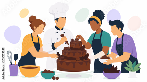 World Chocolate Day Celebration with Chefs and Cake.