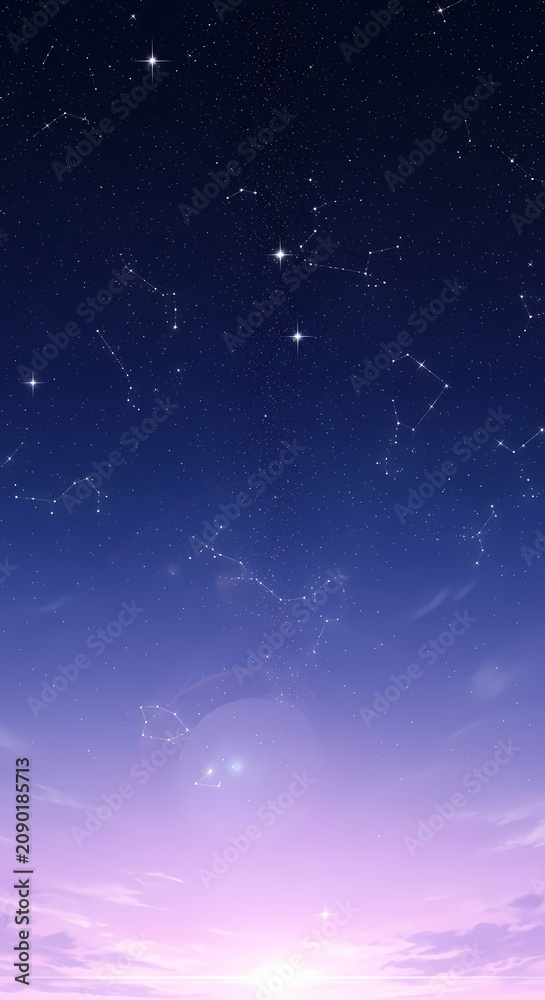 Fototapeta premium Night Sky with Stars and Sunset.
