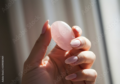 Pink stone held in hand