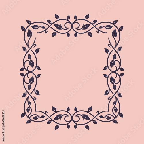 Elegant floral vine frame on a soft pink background