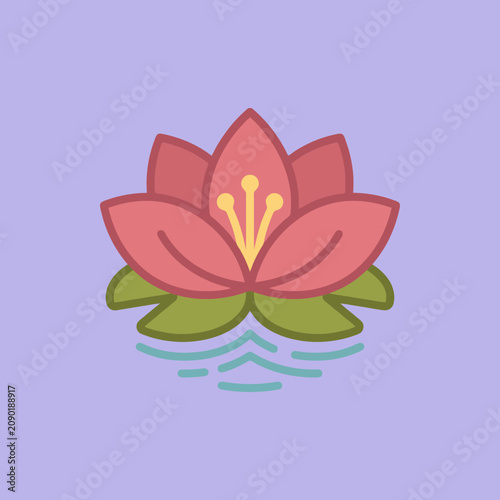 A simple flat vector illustration of a pink lotus flower