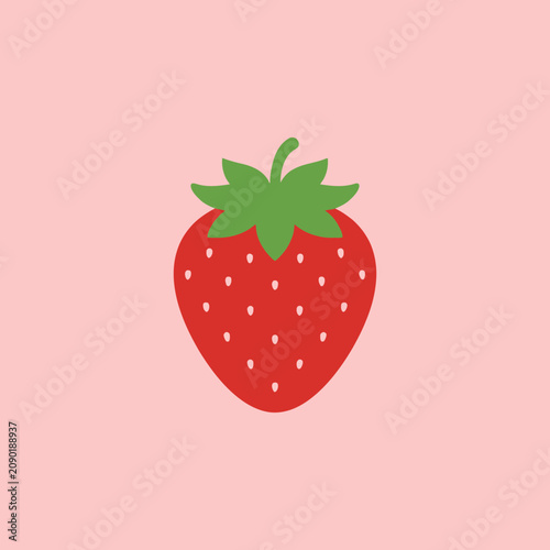 A simple flat illustration of a fresh red garden strawberry