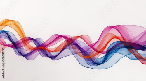Colorful flowing ribbon waves in minimalist abstract composition conveying energetic motion