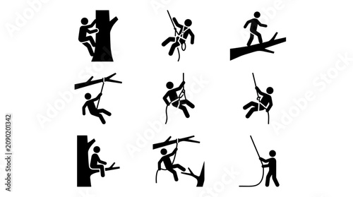 People climbing and jumping outdoors freely.